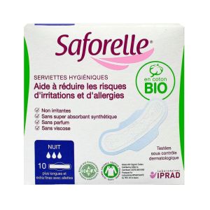 Saforelle - Serviettes Hygiéniques nuit - 10 serviettes