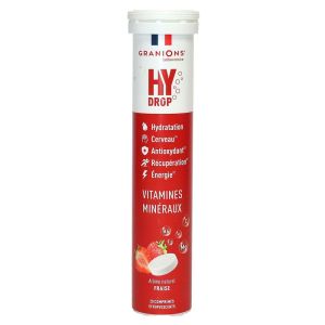 Granions - HY DROP Arôme naturel Fraise - 20 comprimés effervescents