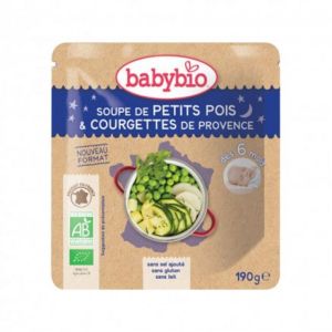 Babybio - Soupe de petits pois courgettes de Provence - dès 6 mois - 190g