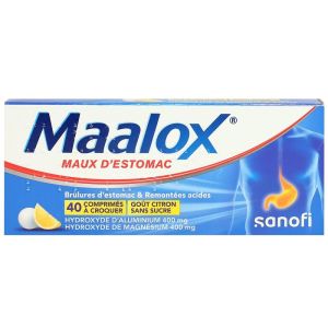 Maalox - Maux d'estomac goût citron - 40 comprimés