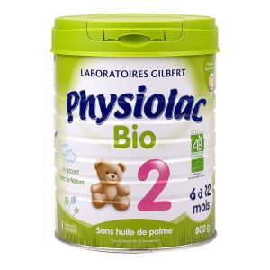 Gilbert - Physiolac bio lait en poudre 2ème âge - 800g