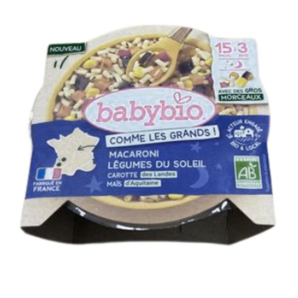 Babybio - Macaroni & Légumes du soleil Carotte des Landes Maïs d'Aquitaine - 15 mois