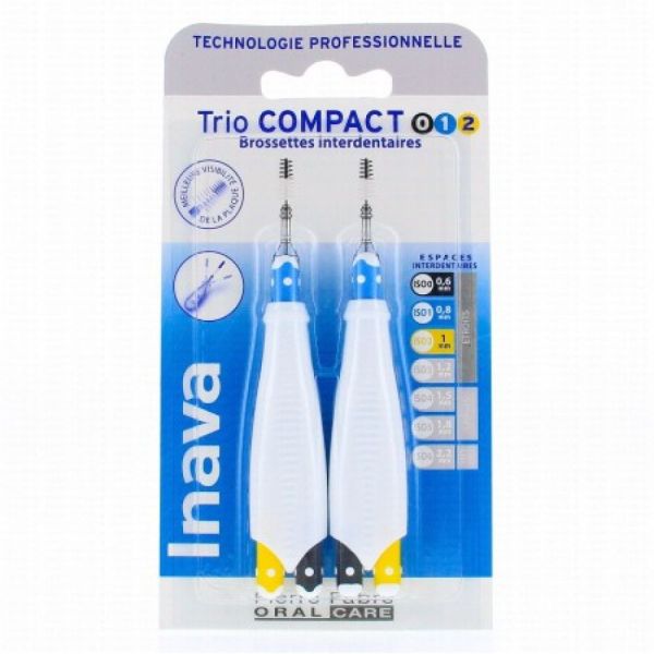 Inava - Trio compact brossettes  espaces interdentaires étroits - 0.6mm / 0.8mm / 1mm