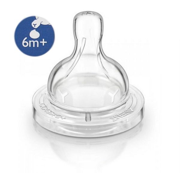 Avent Tétine 3 Trous Silicone Débit moyen 3 mois+