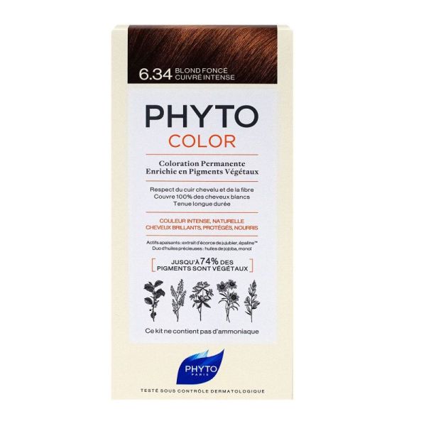 Phytocolor - Coloration permanente 6.34 blond foncé cuivré intense