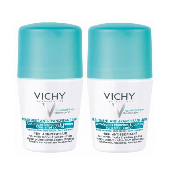 Vichy - Déodorant traitement anti-transpirant 48h anti-traces blanches & jaunes