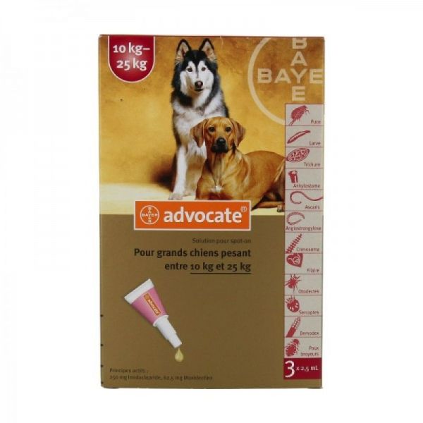 Advocate grands chiens 10 - 25 kg - 3 pipettes