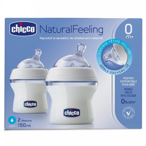 Chicco - Biberon NaturalFeeling 0 mois et plus débit lent - 150 ml