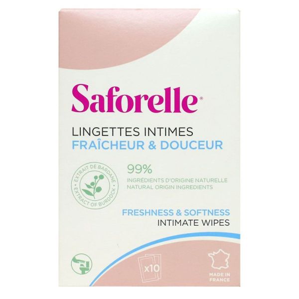 Saforelle - Lingettes intimes fraîcheur et douceur - x10