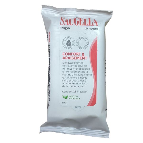 Saugella - Poligyn Lingettes Nettoyantes Intimes - 15 Lingettes