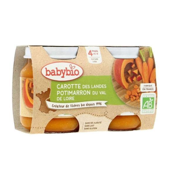 Babybio - Carotte des Landes Potimarron - dès 4 mois - 2x130g