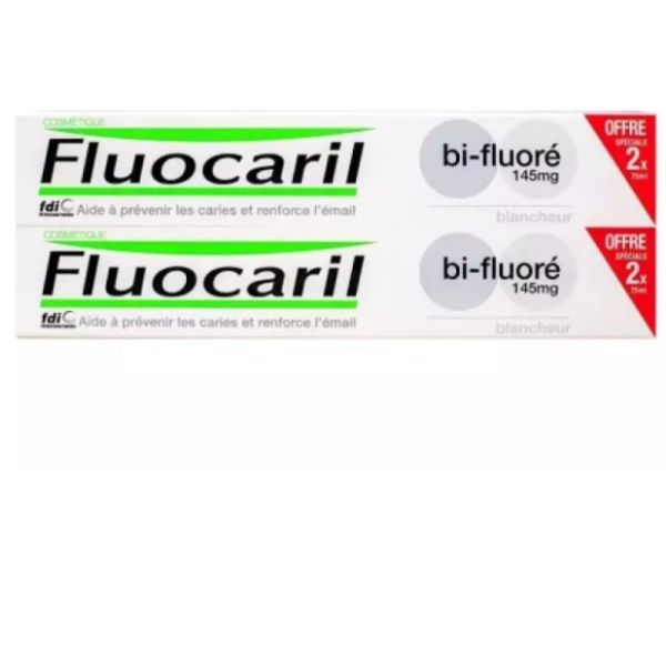 Fluocaril - Dentifrice Bi-fluoré 145mg pâte Blancheur Menthe -  2X75g