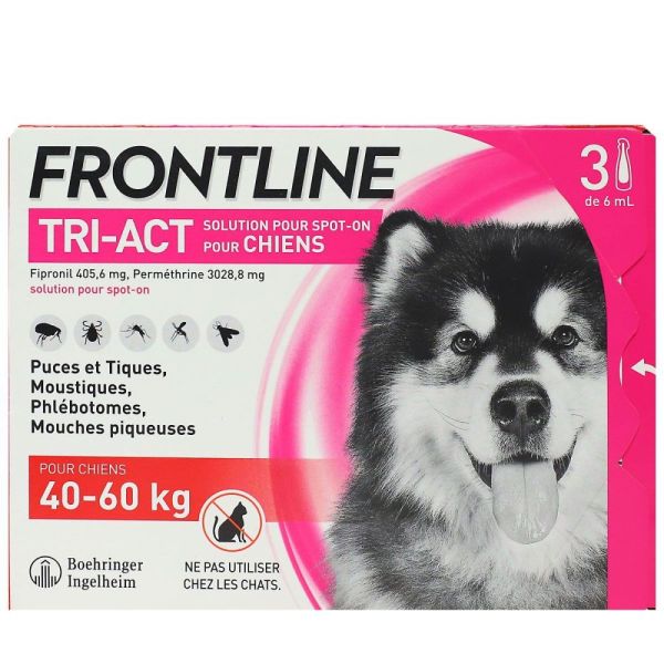 Frontline Tri-Act - Spot on chiens 40-60 kg - 3 pipettes