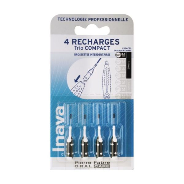 Inava - Recharges trio compact brossettes interdentaires ISO 0 0.6mm - 4 recharges