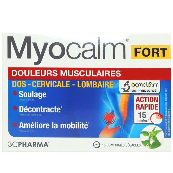Les 3 Chênes - Myocalm Fort douleurs musculaires dos cervicale lombaire -15 comprimés