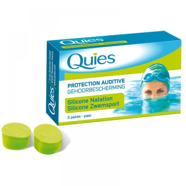 Quies - Protection auditive silicone natation adulte - 3 paires