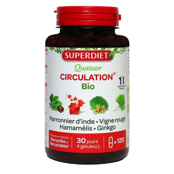 Superdiet - Quatuor complément alimentaire circulation Bio - 120 gélules