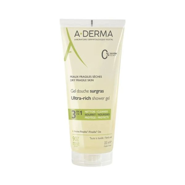 A-DERMA - Gel Douche Surgras 3en1 - 200 ml