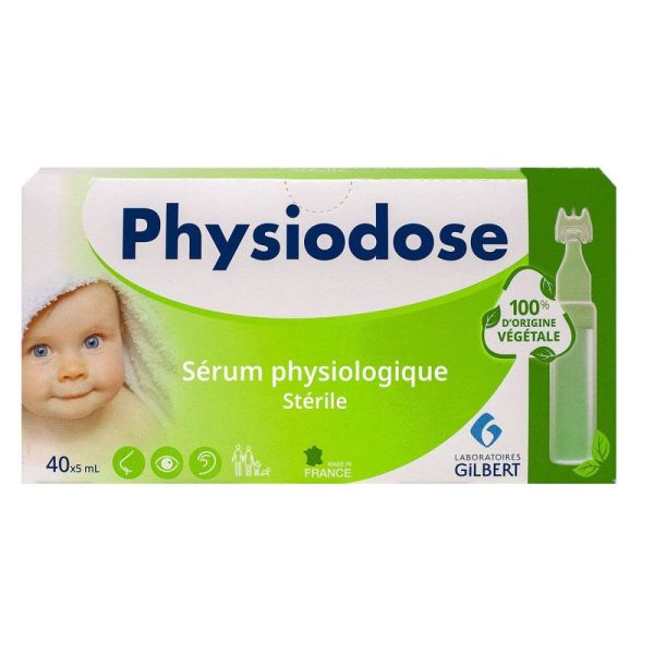 Physiodose - Sérum physiologique - 40 unidoses de 5 ml - Physiodose - Sérum physiologique - 100% d'origine végétale - 40x5ml