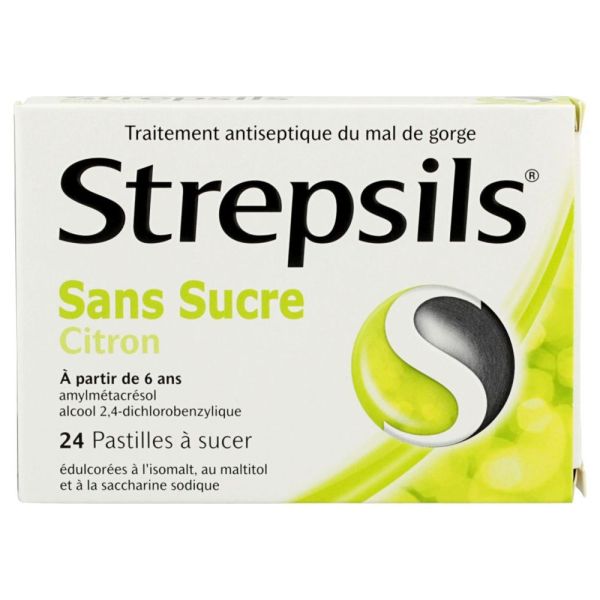 Strepsils Citron sans sucre - 24 pastilles