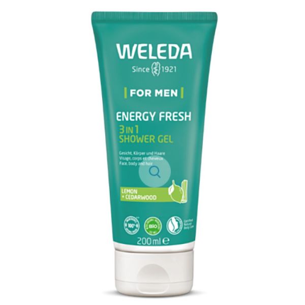 Weleda - For Men Energy Fresh 3 en 1 Gel Douche Citron Bois de Cèdre- 200mL