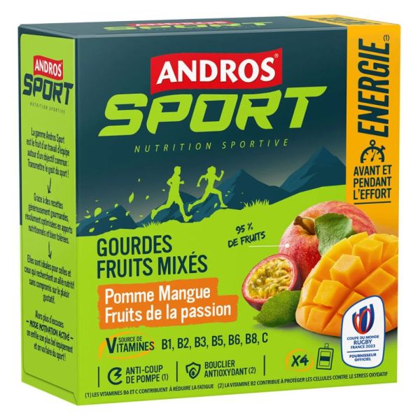 Andros - Gourde Pomme mangue et fruits de la passion - 4 gourdes