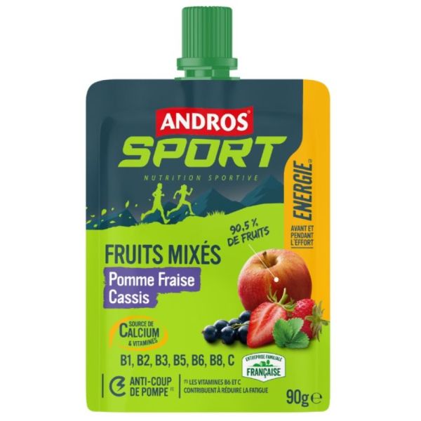 Andros Sport - Fruits mixés Pomme fraise et cassis - 90g