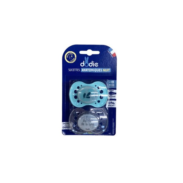 Dodie -  Sucette anatomique nuit 18+ - X2