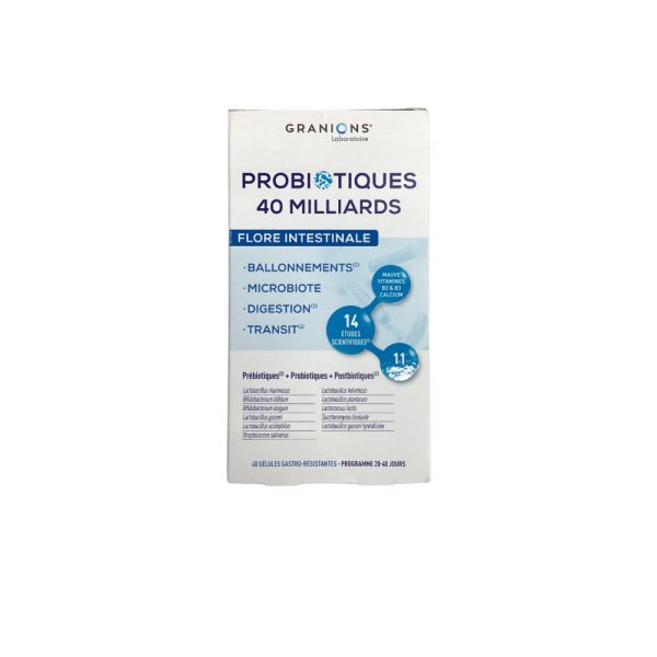 Granions - Probiotiques 40 milliards Flore intestinale - 40 gélules