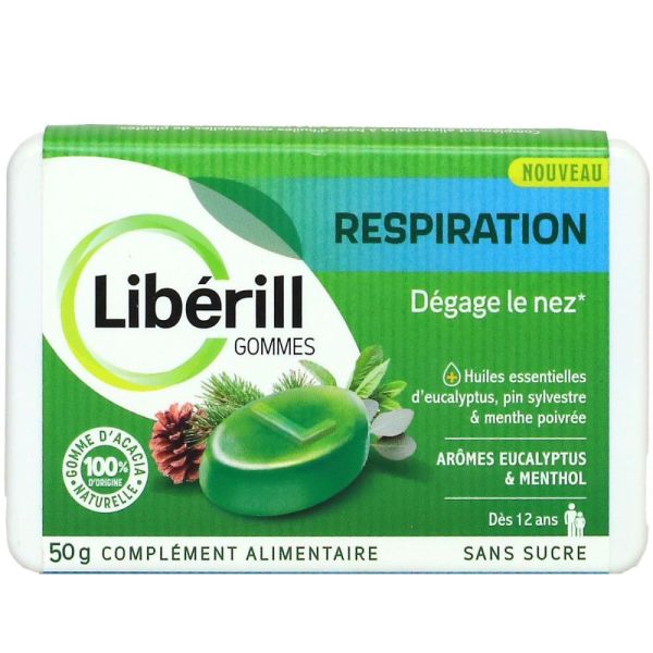 Liberill - Gommes respiration eucalyptus et menthol - 50g