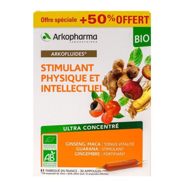 Arkopharma - Arkofluide Stimulant Physique et Intellectuel - 30 ampoules