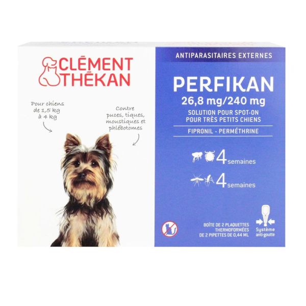 Clément Thékan - Perfikan 26,8 mg/240 mg Très Petits Chiens 4 Pipettes