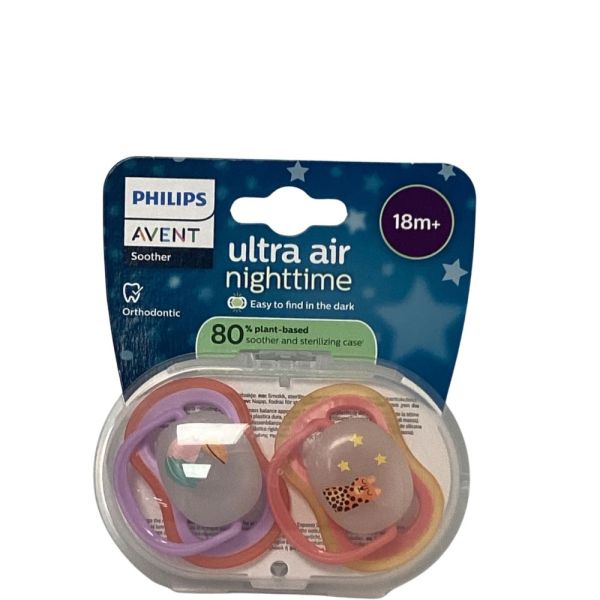 Philips Avent - Sucettes Ultra air night time 18mois+ - Lot de 2 Sucettes