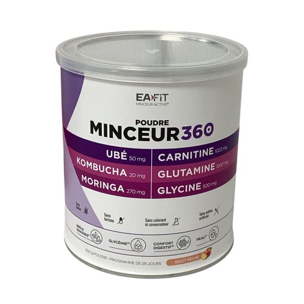 Eafit - Minceur 360 poudre Ube Kombucha goût pêche - 275g