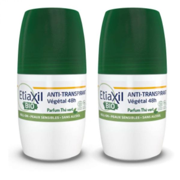 Etiaxil - Anti-transpirant végétal 48h Bio thé vert - lot de 2 x50ml