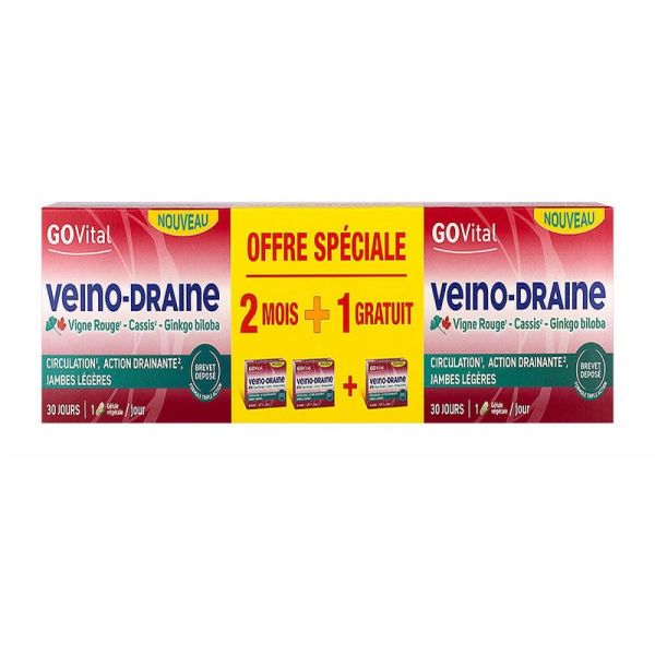 Govital - Veino-draine 2 mois + 1 offert - 90 gélules végétales