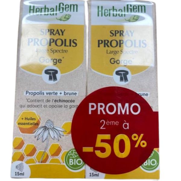 Herbalgem - spray propolis large spectre gorge 2x15ml