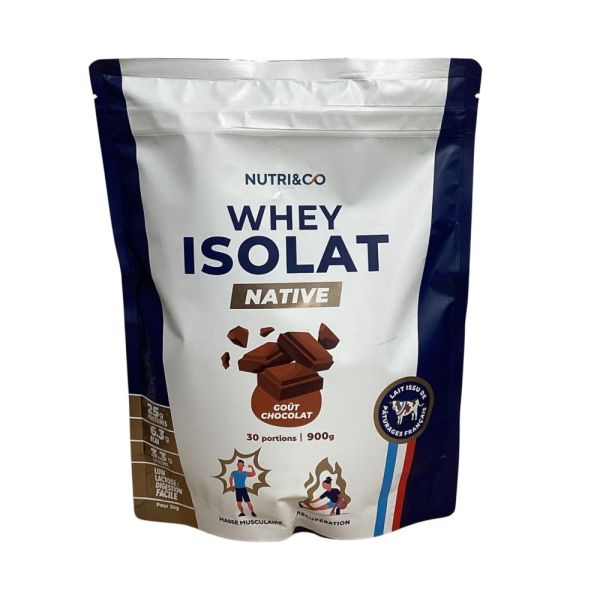 Nutri&Co - Whey Isolat Native Goût Chocolat 30 portions - 900g