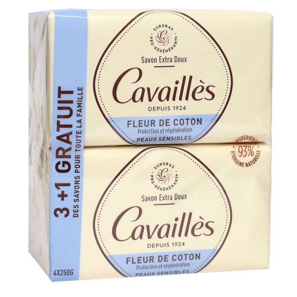 Rogé Cavaillès - Pain savon fleur de coton 3+1 gratuits - 4x250g