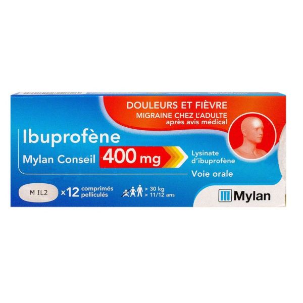 Viatris Conseil - Ibuprofène 400mg - 12 comprimés pelliculés