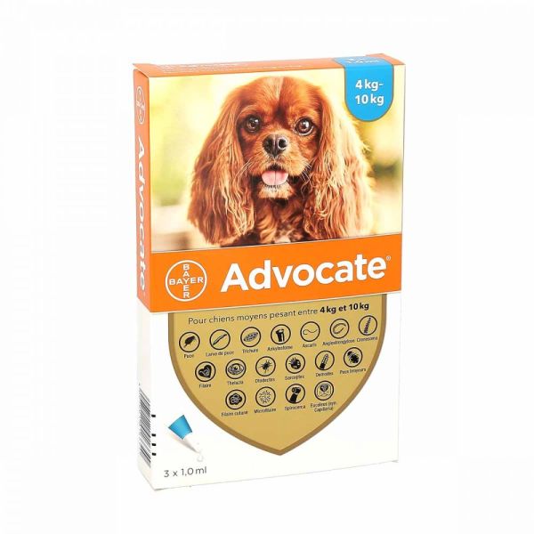 Advocate chiens moyens 4 - 10 kg - 3 pipettes