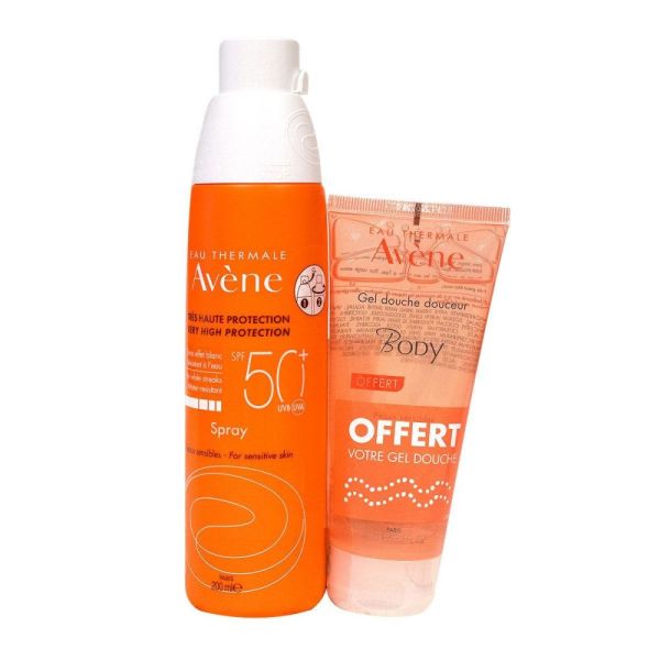 Avène - Spray solaire SPF50+ - 200ml - + Gel douche douceur 100ml offert