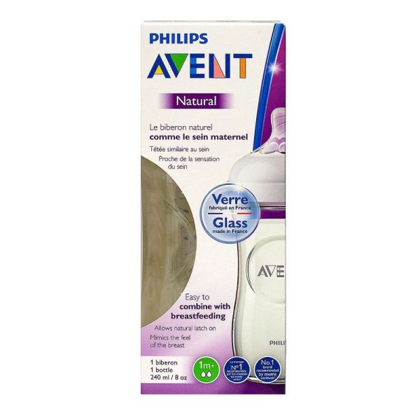 Avent - Biberon Natural verre 0 mois +  240ml