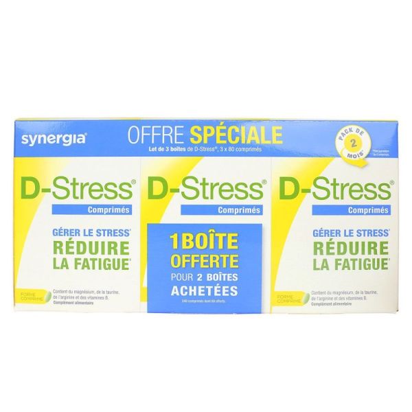 D-stress - Fatigue et stress - lot de 3 boîtes de 80 comprimés