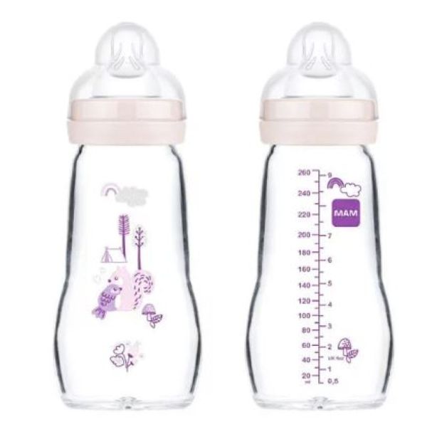 Mam - Biberon verre deux mois et + - 260 ml