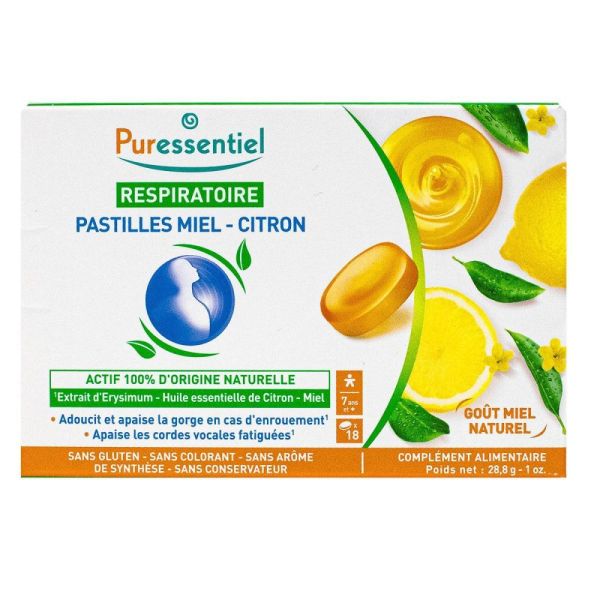 Puressentiel - Respiratoire Pastilles Miel Citron - 18 pastilles