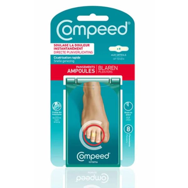Compeed - Pansements ampoules aux orteils - 8 pansements