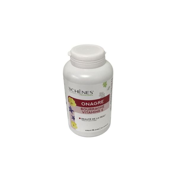 Les 3 Chênes - Huile onagre & bourrache vitamine E - 150 capsules