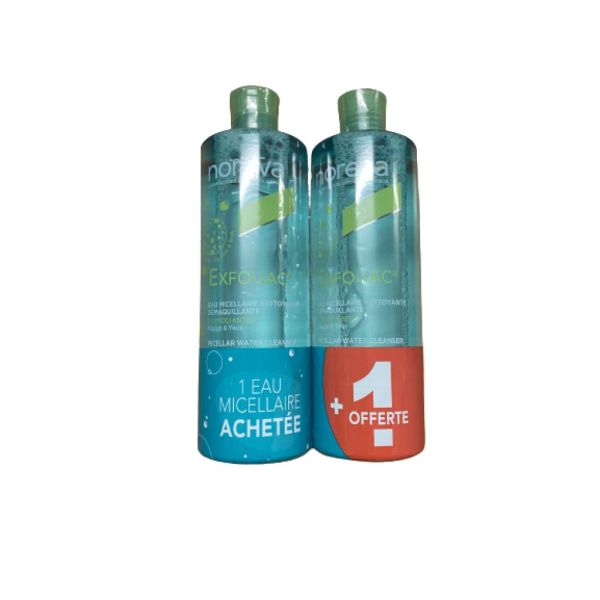 Noreva - Exfoliac Eau micellaire nettoyante démaquillante - lot de 2x 400ml