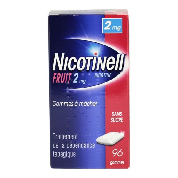 GSK - Nicotinell gommes à mâcher fruit sans sucre - 2mgx96 gommes